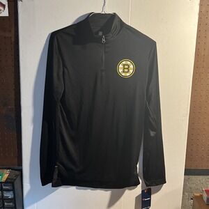Boston Bruins Fanatics 1/4‎ Quarter Zip Pullover Top Black NEW Mens Small NWT